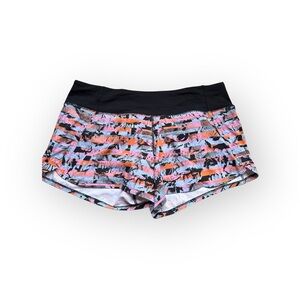 Lululemon Shorts Womens Size 10 Blue Orange Striped RUN TIMES Shorts II Stretch
